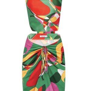 With Jean Set in Green, Red, and Yellow